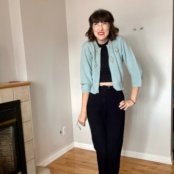 Vintage Beaded Pearl Cardigan - 1940s - Picture 5 of 15